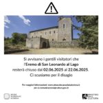 Chiusura temporanea dell’Eremo di San Leonardo al Lago